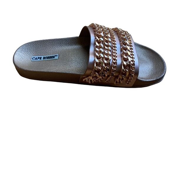 Cape Robbin Slides Sandals Rose Pink Chain Design New Sz 9 - Picture 5 of 9